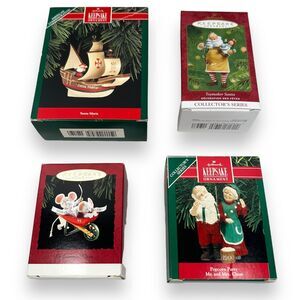 Vintage Hallmark Keepsake Ornament Lot 4 Santa Maria Claus Christmas‎ Tree Mice
